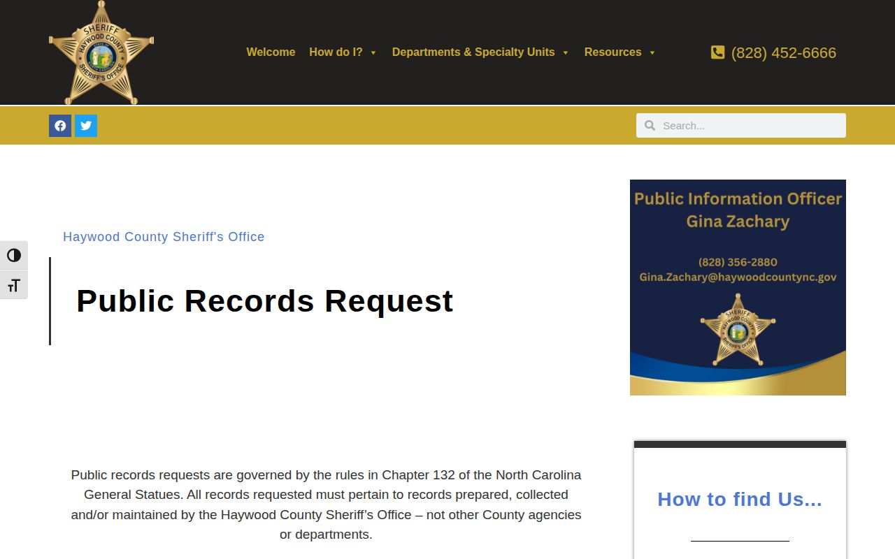 Haywood County arrest record request form
