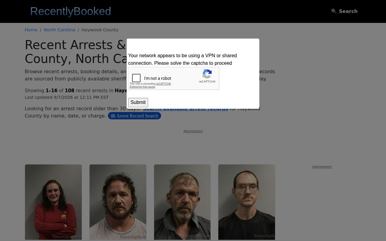 Unofficial Haywood County recent arrest archive